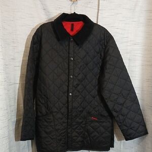 Barbour Black Quilted Jacket W/Red Lining Men